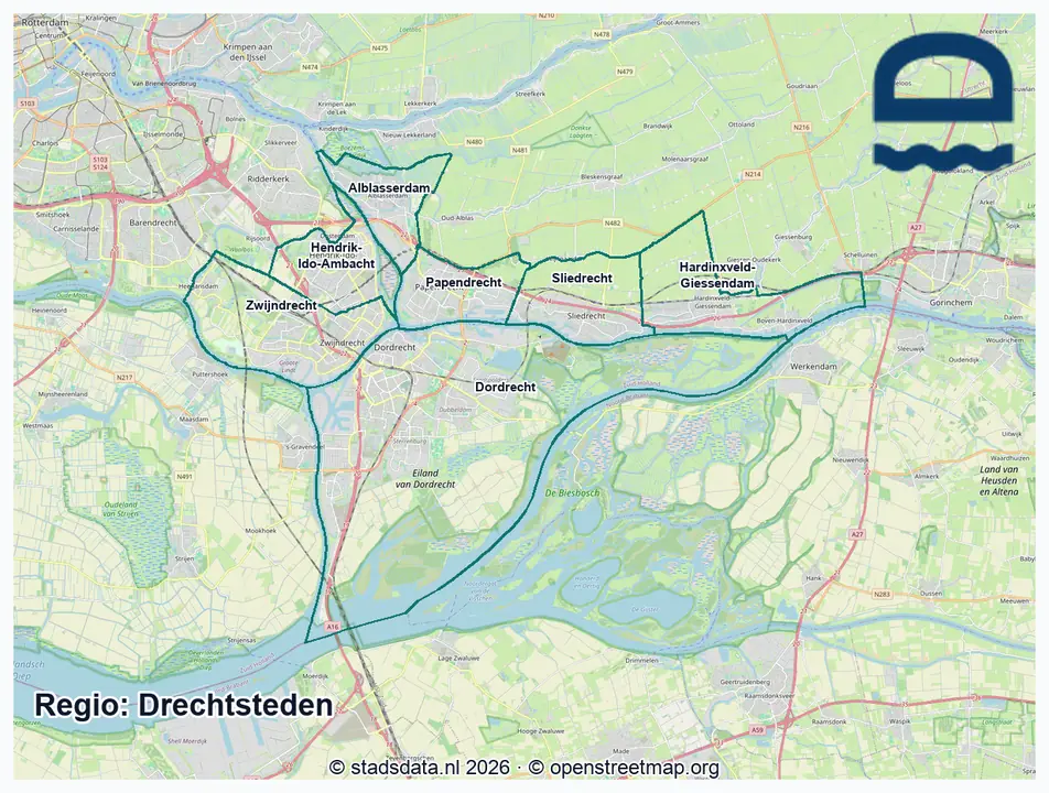 Kaart Drechtsteden